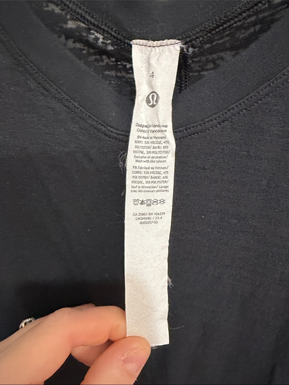 320. Lululemon sheer black burnout all tied up cropped tee size 4 EUC PTP 14β